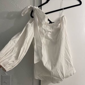White House black market one shoulder tie top